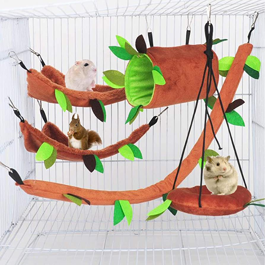 Amazon.Com: 5Pcs Hamster Hammock Small Animals Hanging Warm Bed House Cage  Nest Accessories Forest Pattern Cage Toy Leaf Hanging Tunnel And Swing For  Sugar Glider Squirrel Hamster Playing Sleeping : Pet Supplies