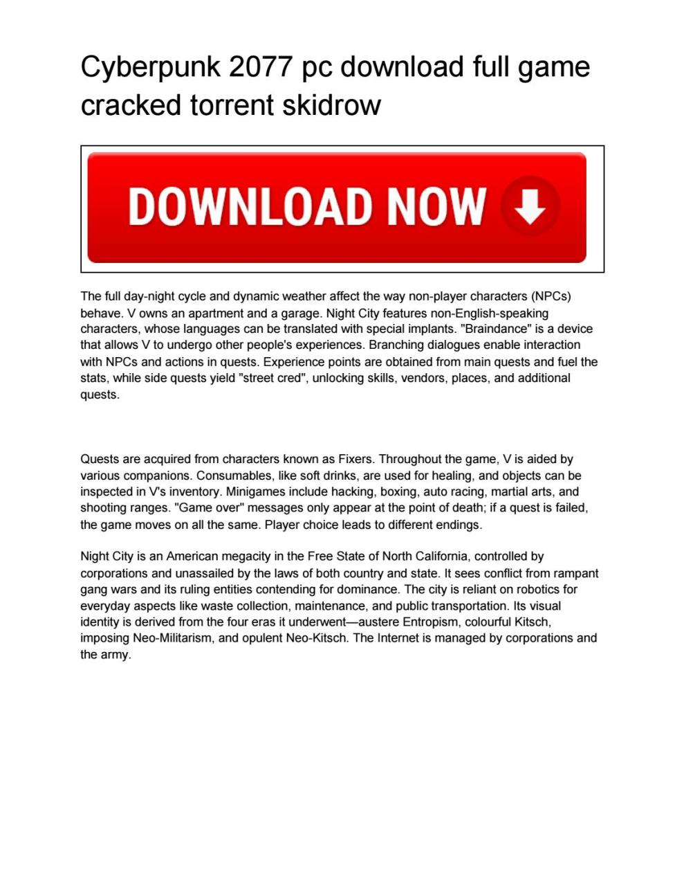 Cyberpunk 2077 Pc Download Full Game Cracked Torrent Skidrow By Cyberpunkpc  - Issuu